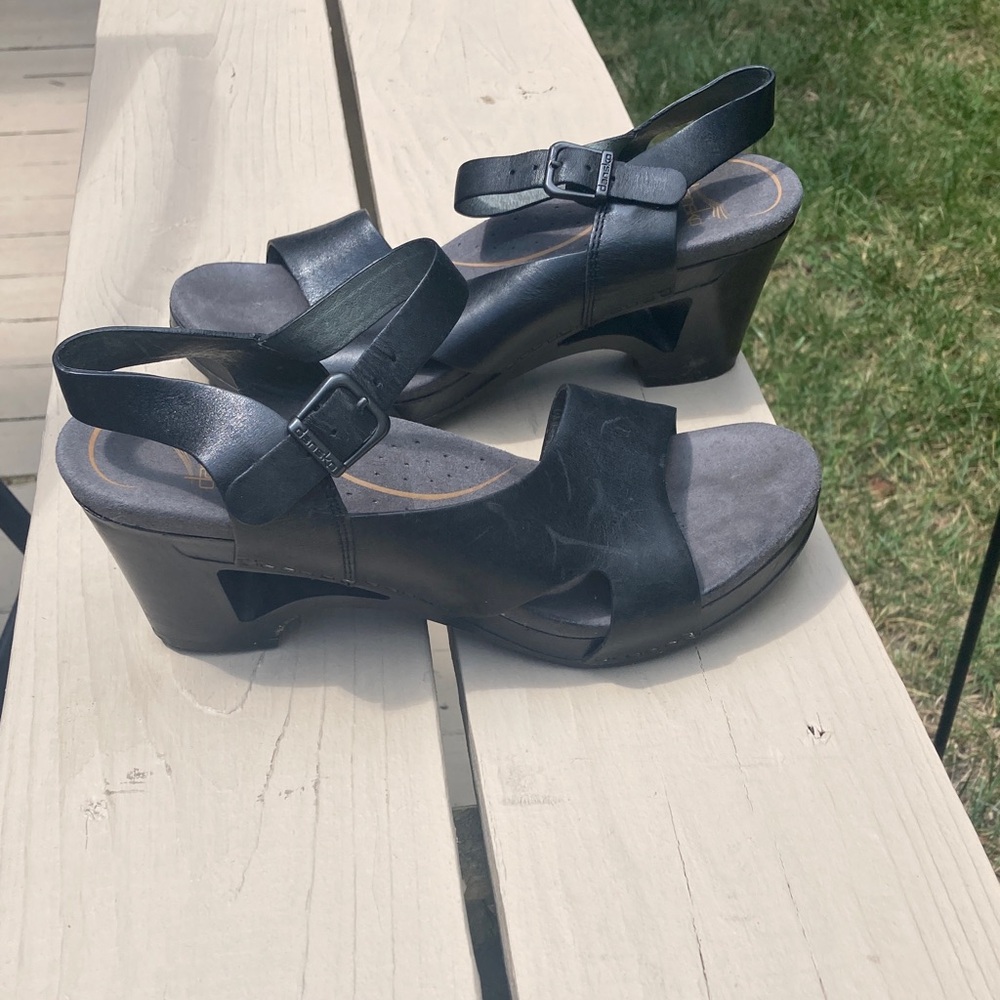 Dansko Black Wedge Sandals